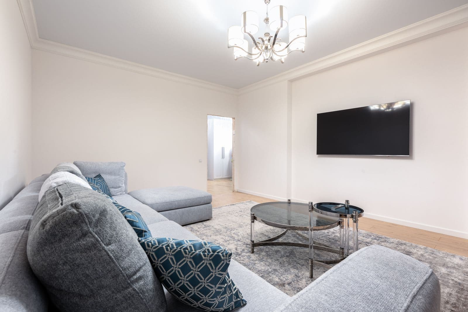 Cozy contemporary living room with sofa and warm decor